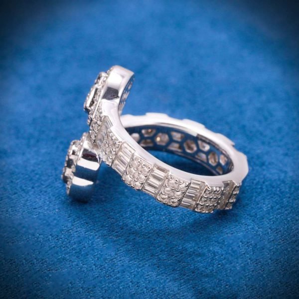 Moissanite Split Heart Ring 14K White Gold - Image 5