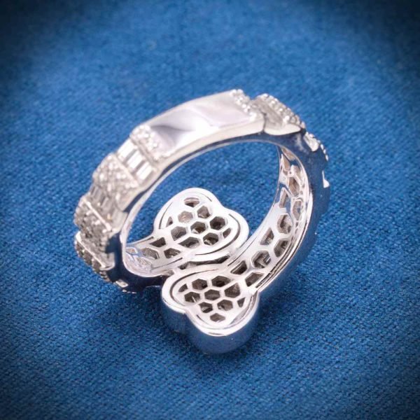 Moissanite Split Heart Ring 14K White Gold - Image 6