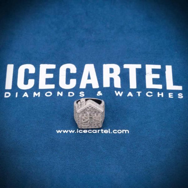 Moissanite Trap House Ring 14K White Gold - Image 6