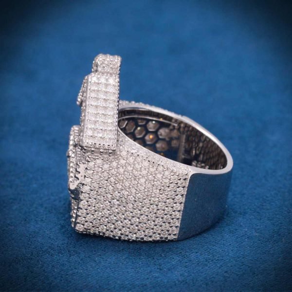 Moissanite Trap House Ring 14K White Gold - Image 4