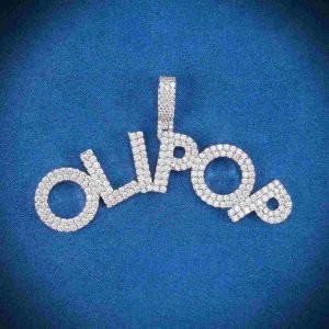 "OLIPOP" Custom Name Moissanite Pendant 14K Gold