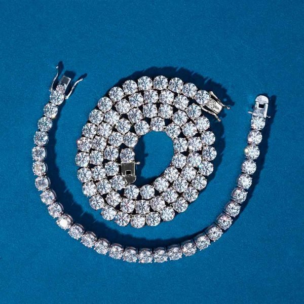 6MM Moissanite Tennis Chain/Bracelet Bundle 14K Gold - Image 6