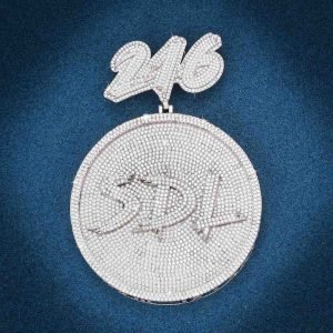 "SDL" Custom Circle Pendant 14K Gold