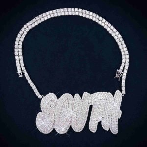 "SOUTH" Custom Moissanite Pendant 14K Gold