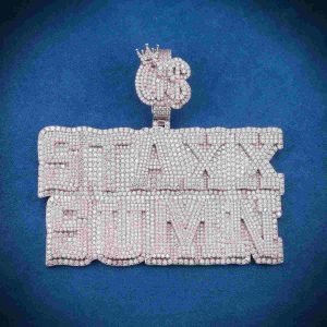 "STAXX SUMN" Custom Moissanite Pendant 14K Gold