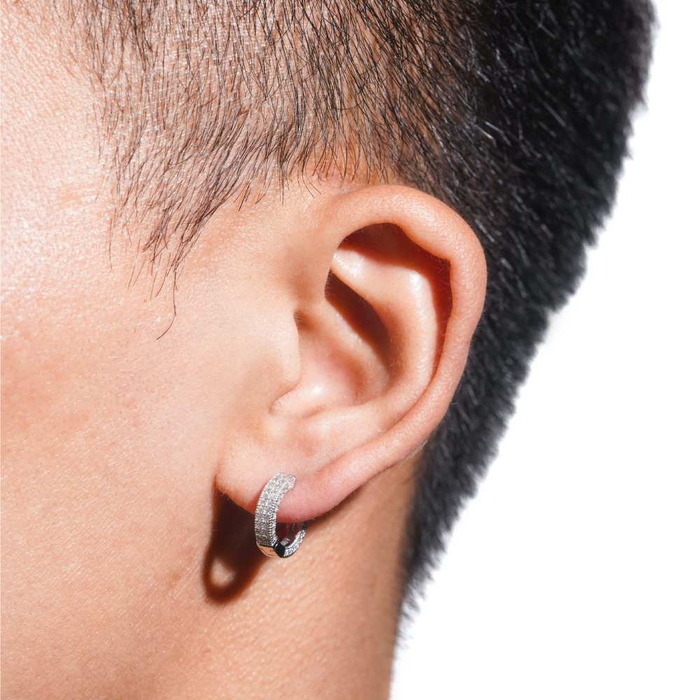 Side Halo Moissanite Earrings 14K Gold - Image 3