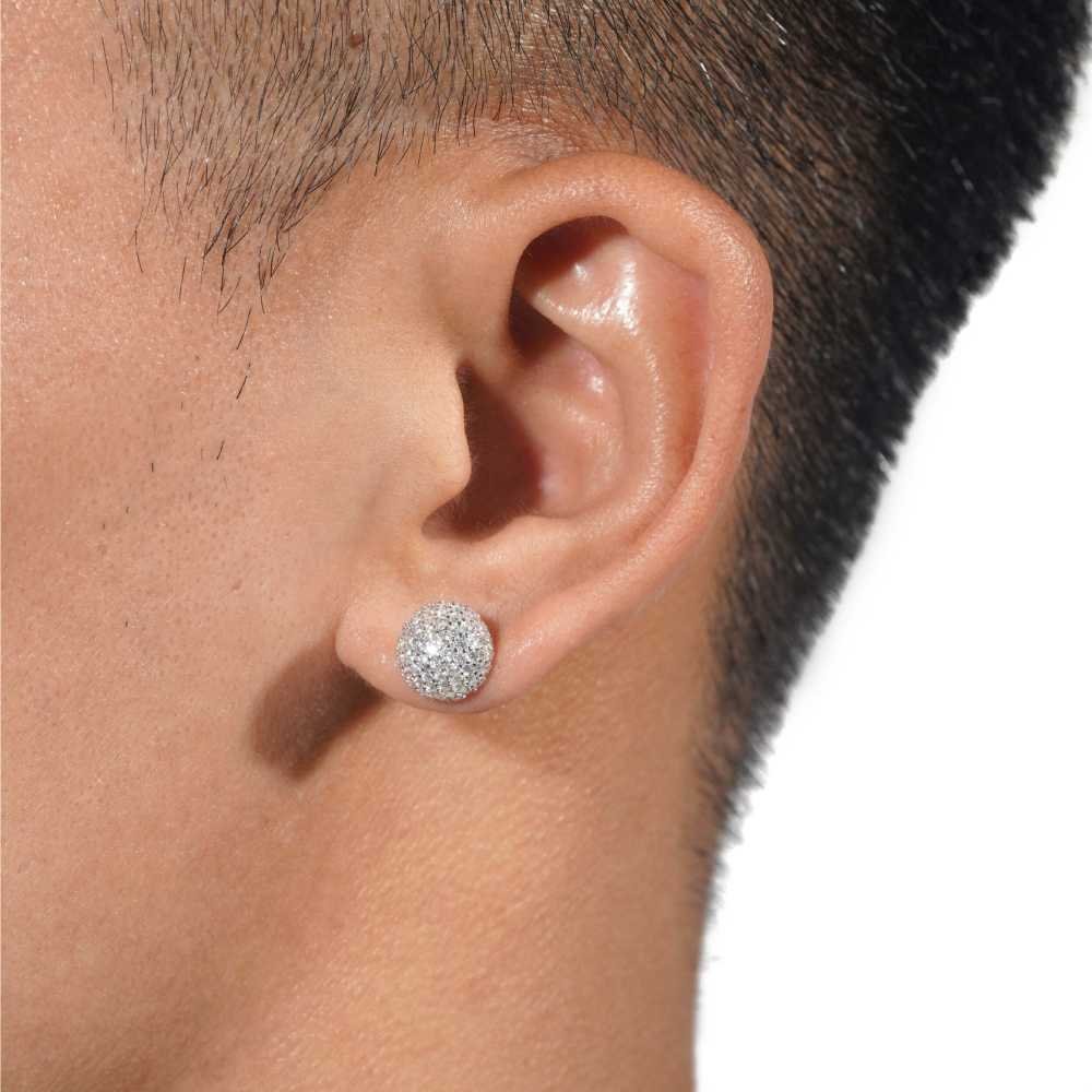 Snowball Moissanite Earrings 14K Gold - Image 3