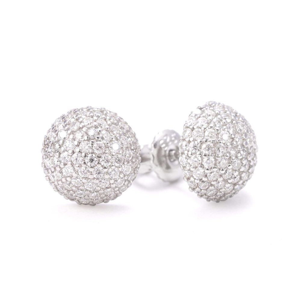 Snowball Moissanite Earrings 14K Gold - Image 2