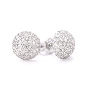 Snowball Moissanite Earrings 14K Gold