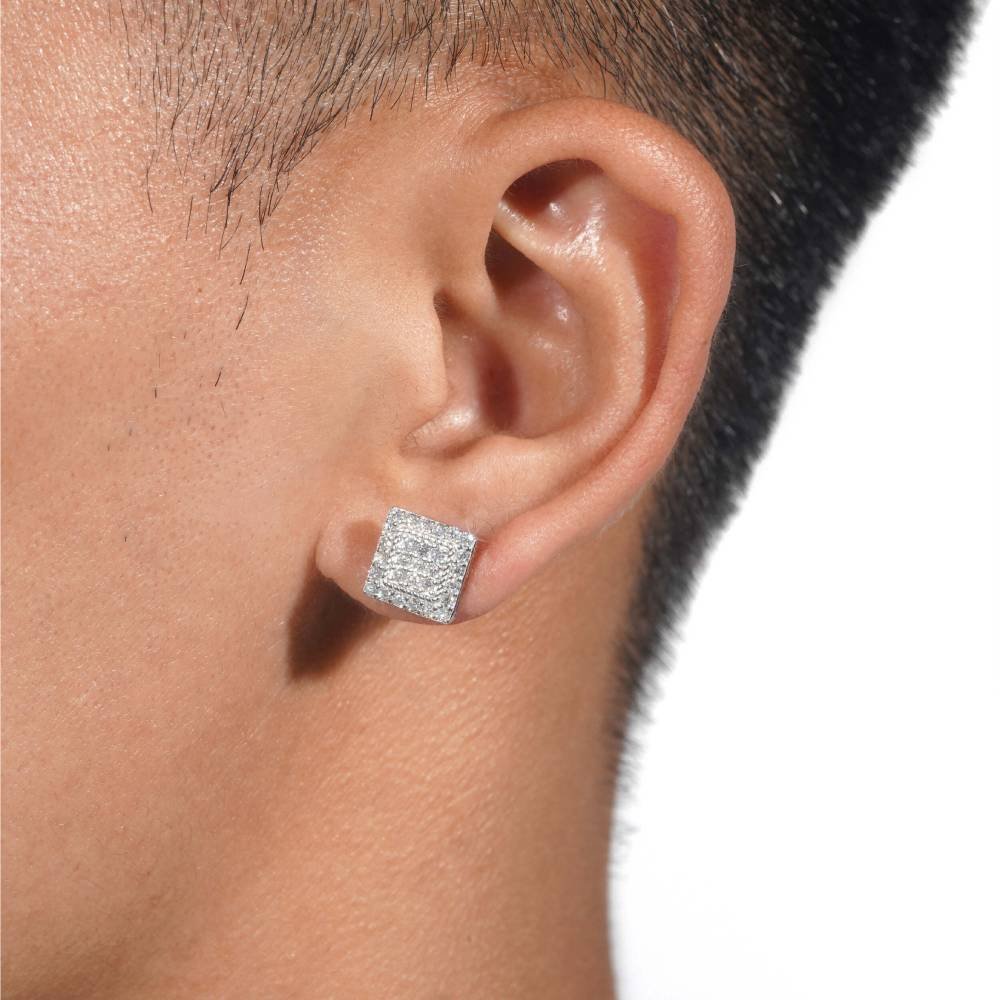 Square Wire Moissanite Earrings 14K Gold - Image 3