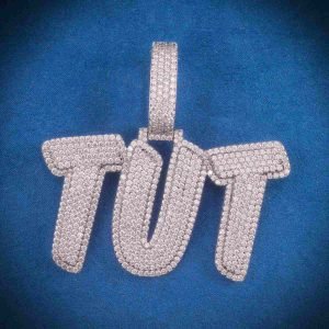 "TUT" Custom Moissanite Pendant 14K Gold