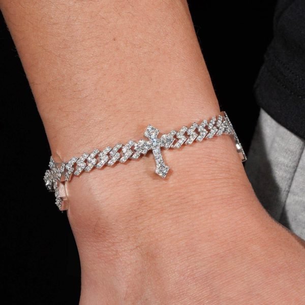 6MM VVS Cross Cuban Link Bracelet 14K Gold - Image 3