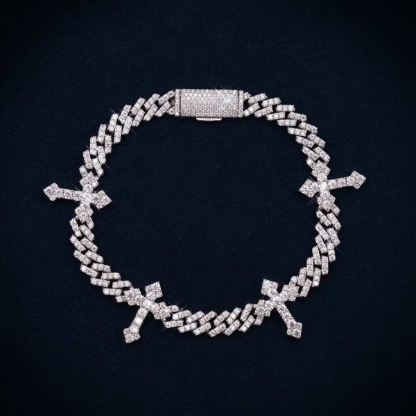 6MM VVS Cross Cuban Link Bracelet 14K Gold - Image 2