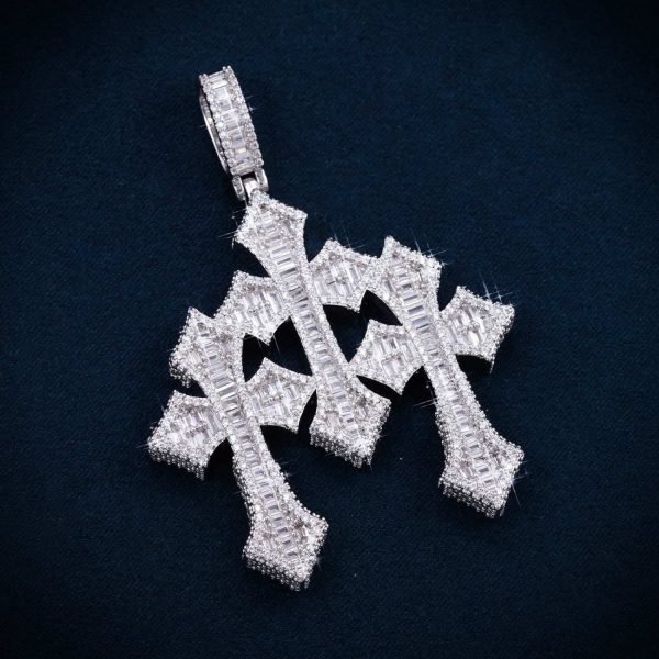VVS Triple Cross Pendant 14K Gold - Image 4