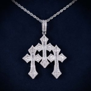 VVS Triple Cross Pendant 14K Gold