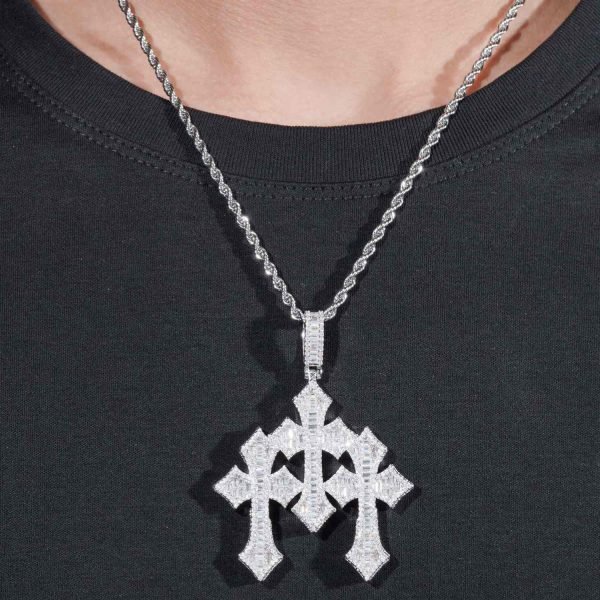 VVS Triple Cross Pendant 14K Gold - Image 3