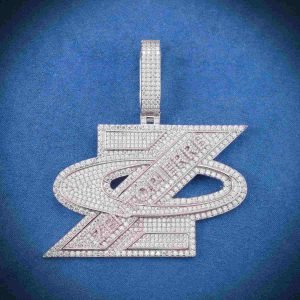 "Z" Custom Moissanite Pendant 14K White Gold