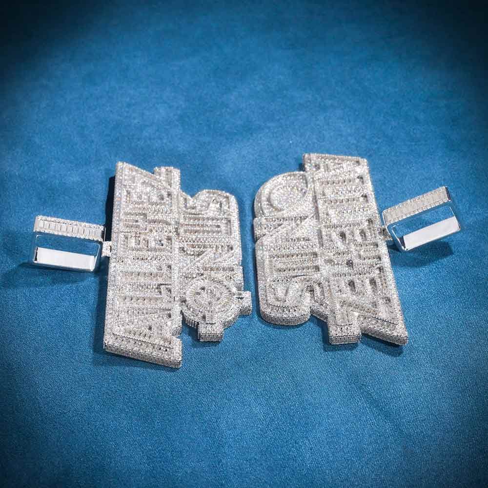 "ALL EYES ON US" Custom Moissanite Pendant 14K Gold - Image 3