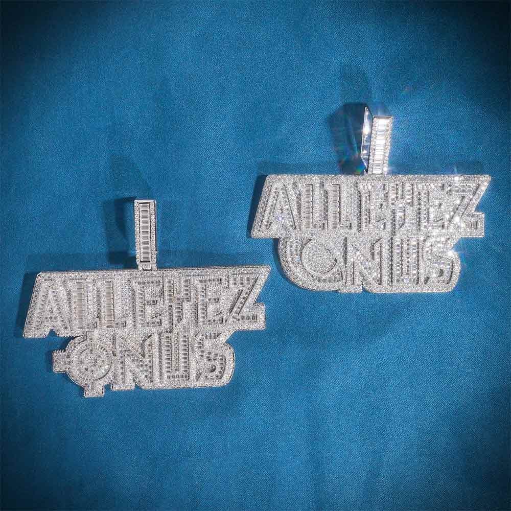 "ALL EYES ON US" Custom Moissanite Pendant 14K Gold