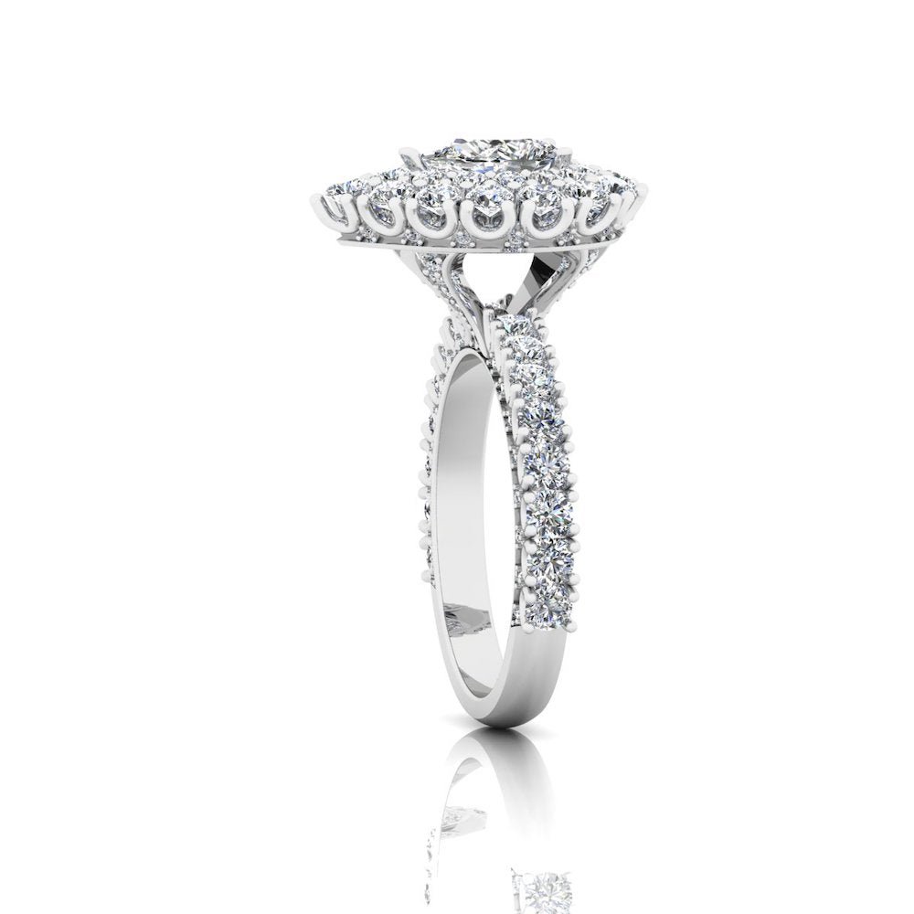 Antique Style Pear Top And Side Halo Moissanite Engagement Ring - Image 4