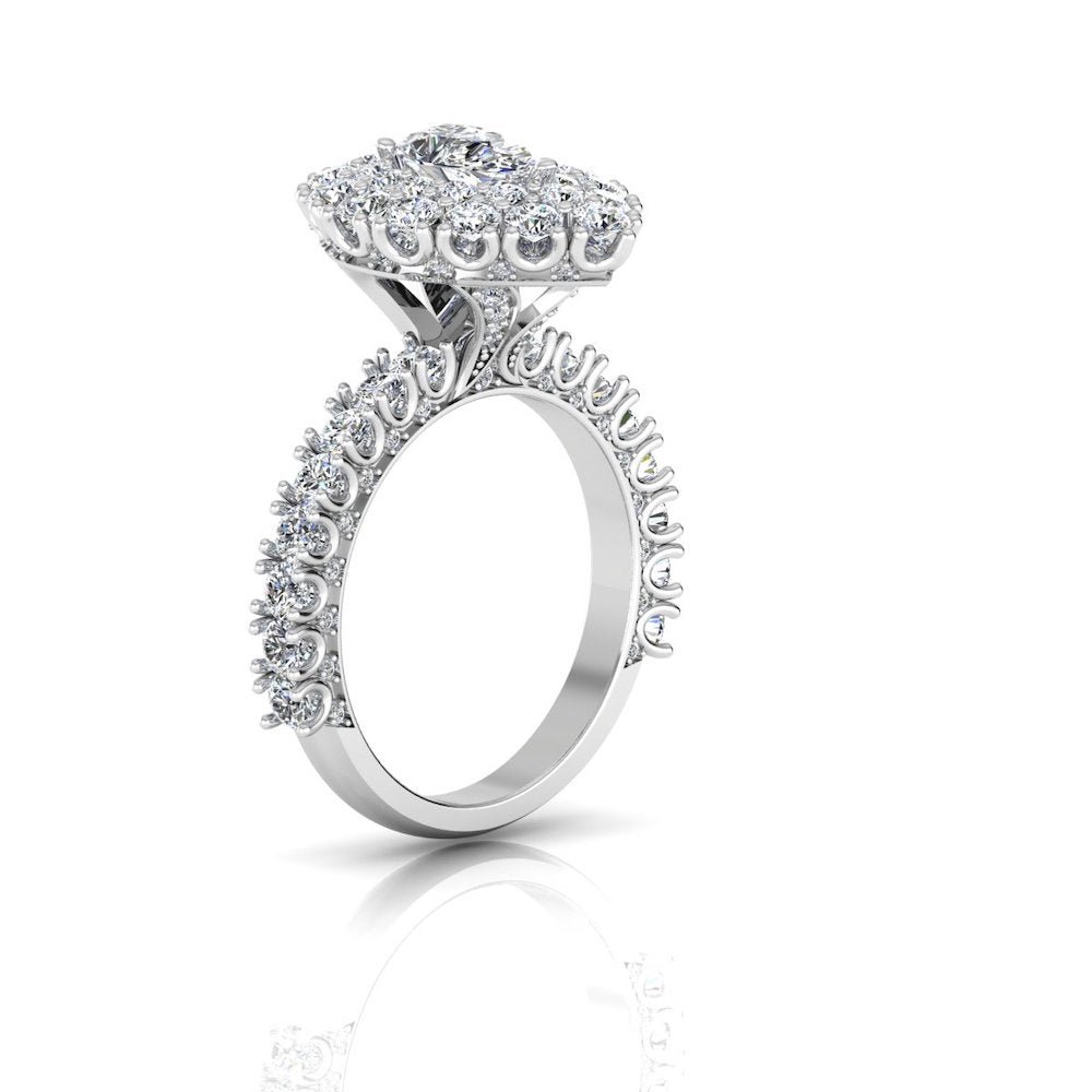 Antique Style Pear Top And Side Halo Moissanite Engagement Ring - Image 7