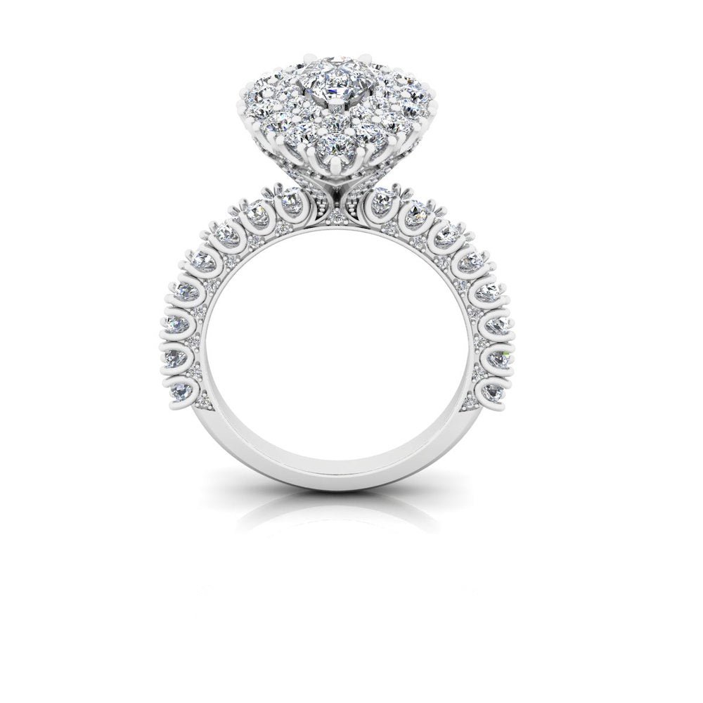 Antique Style Pear Top And Side Halo Moissanite Engagement Ring - Image 6