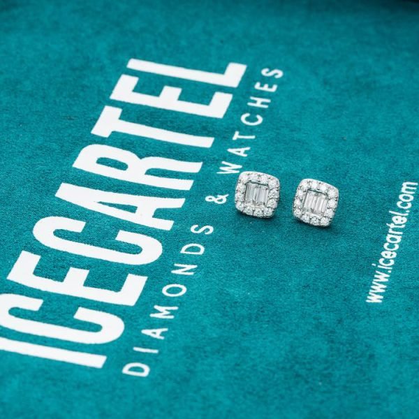 10MM Baguette Moissanite Stud Earrings 14K Gold - Image 4