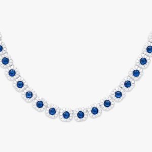 Blue Gemstone Halo Cluster Chain