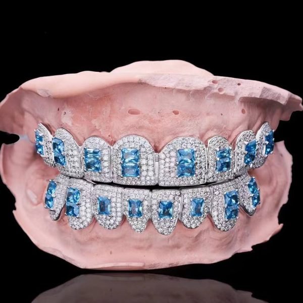 Moissanite Blue Gemstone Grillz - Image 2