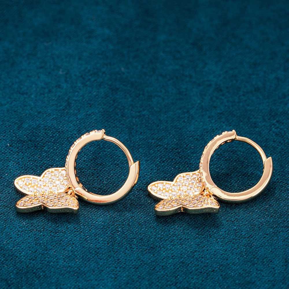 Moissanite Butterfly Earrings 14K Gold - Image 5