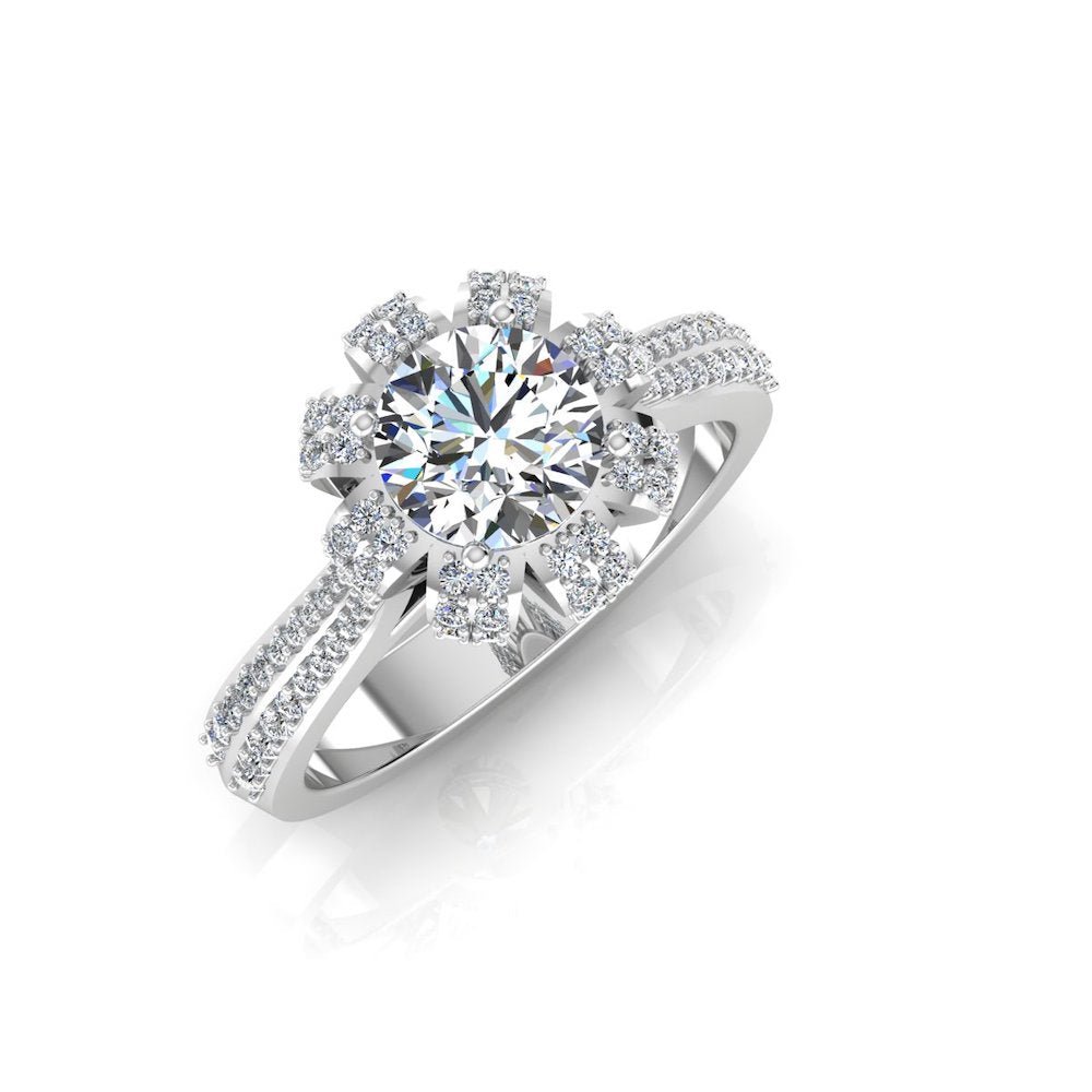 Crown Set Split Shank Moissanite Engagement Ring - Image 2