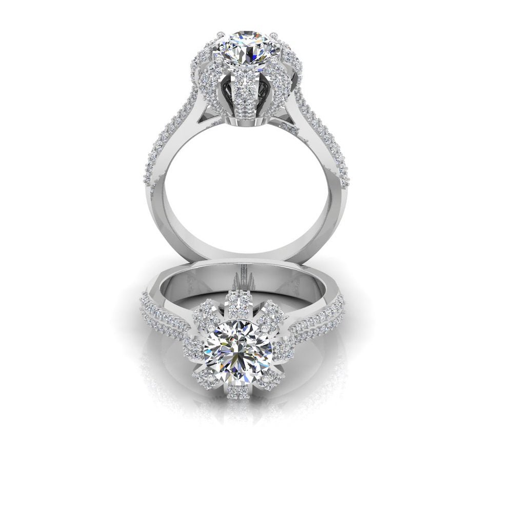 Crown Set Split Shank Moissanite Engagement Ring - Image 4