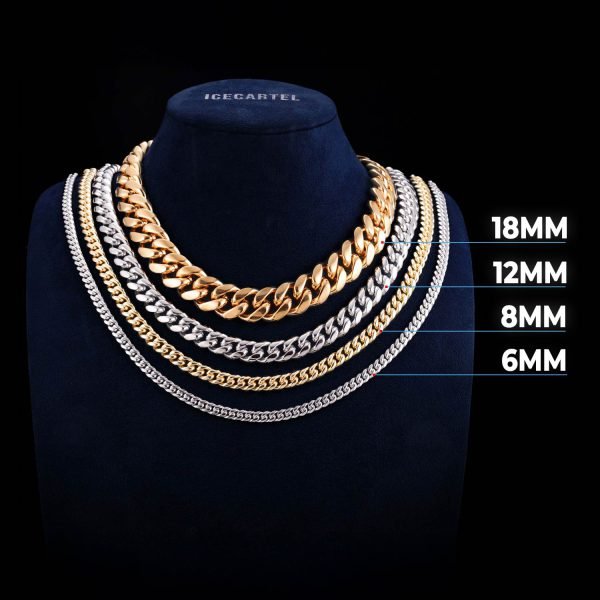 Cuban Link Chain with Iced Clasp 14K Gold (ALL SIZES) - Image 2