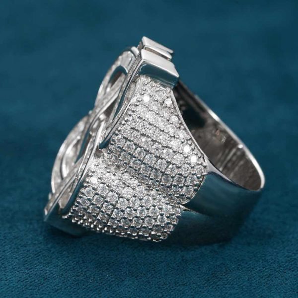 Dollar Sign Moissanite Baguette Ring 14k Gold - Image 3