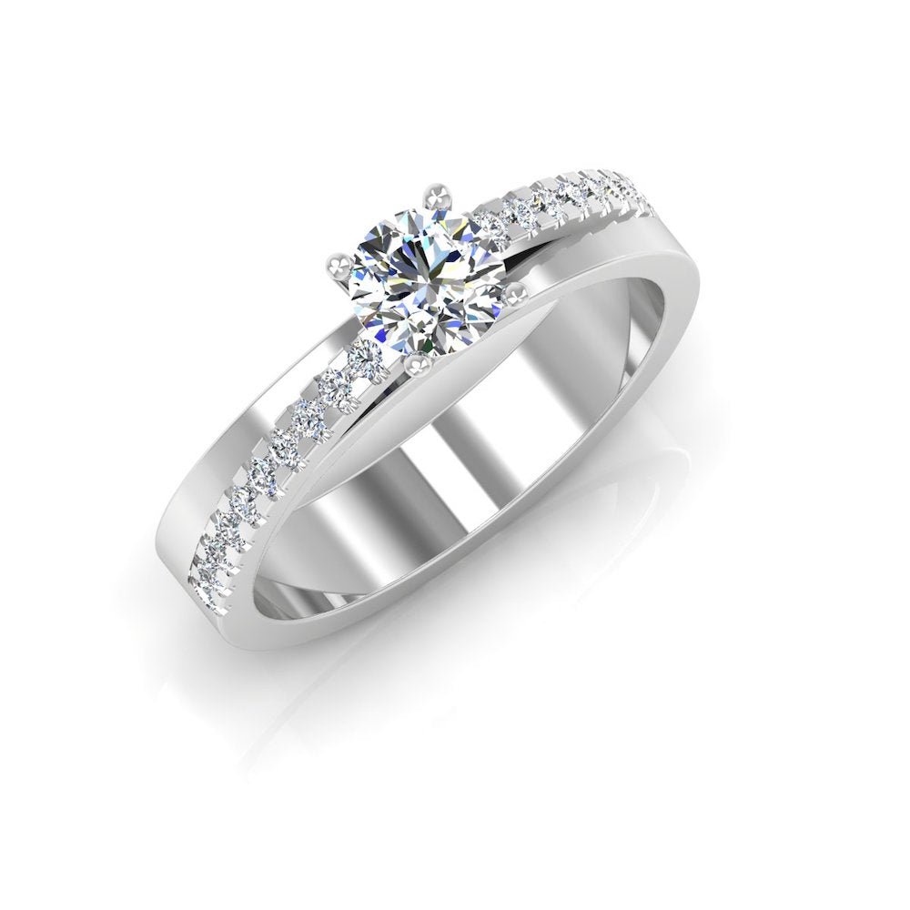 Double Layer Brilliant Cut Moissanite Engagement Ring - Image 2