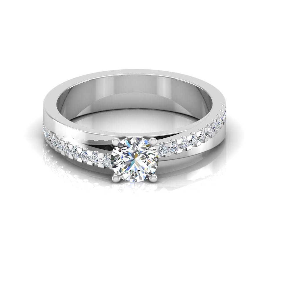 Double Layer Brilliant Cut Moissanite Engagement Ring - Image 3