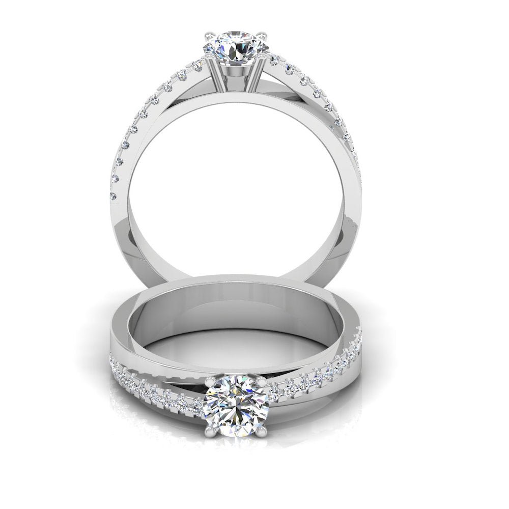 Double Layer Brilliant Cut Moissanite Engagement Ring - Image 5