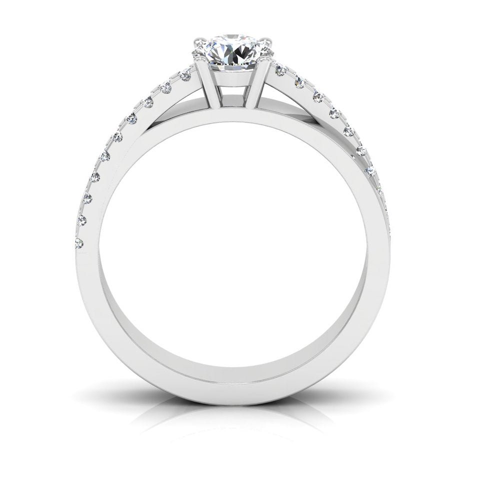 Double Layer Brilliant Cut Moissanite Engagement Ring - Image 6