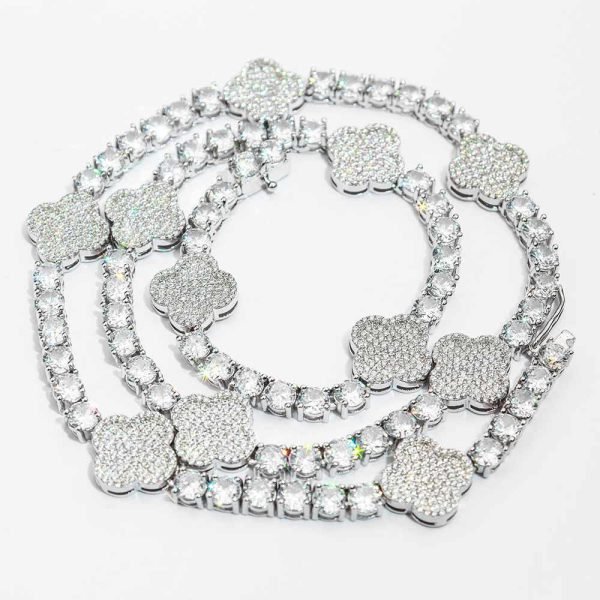 5MM Four Leaf Moissanite Tennis Chain 14K Gold - Image 9