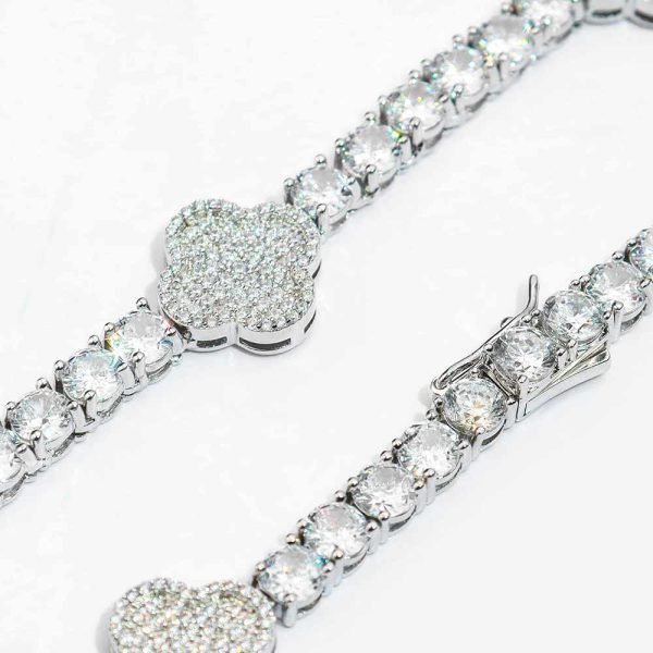 5MM Four Leaf Moissanite Tennis Chain 14K Gold - Image 4