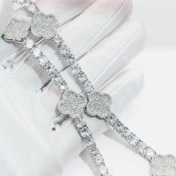 5MM Four Leaf Moissanite Tennis Chain 14K Gold - Image 6