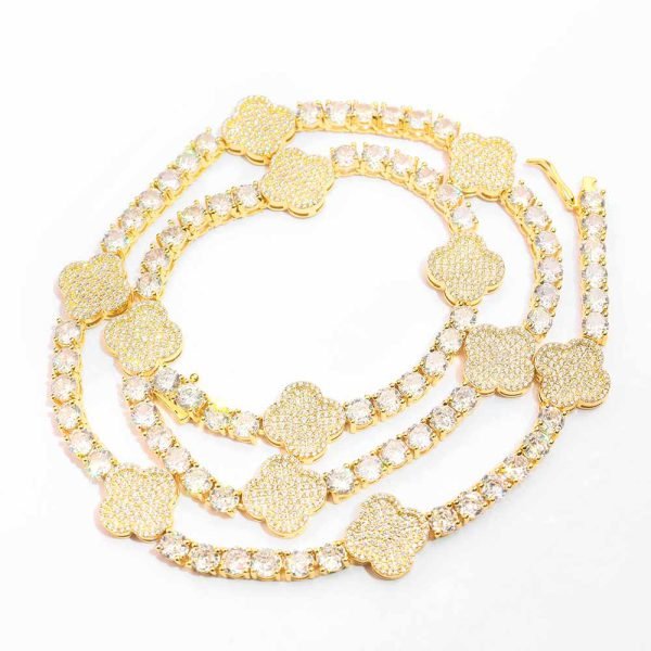5MM Four Leaf Moissanite Tennis Chain 14K Gold - Image 8