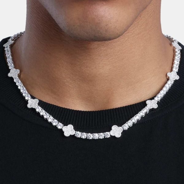 5MM Four Leaf Moissanite Tennis Chain 14K Gold - Image 3