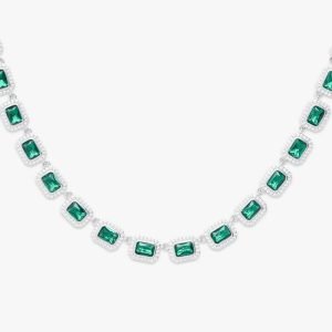Green Baguette Halo Moissanite Chain