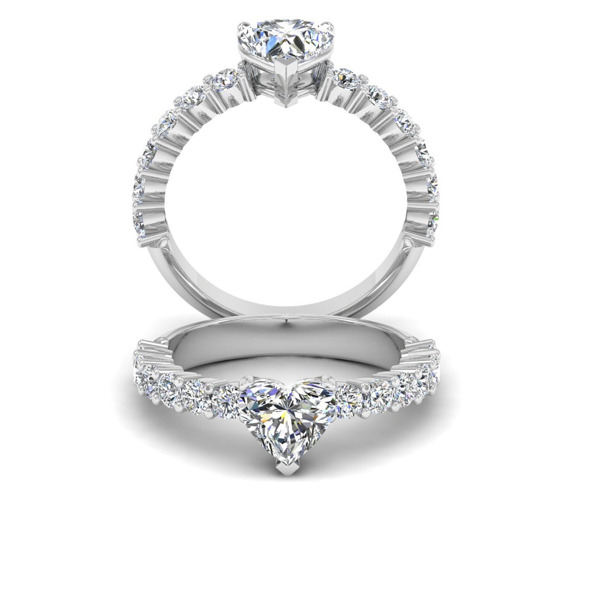 Heart Cut Prong Set Moissanite Engagement Ring - Image 4