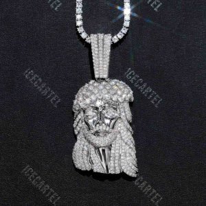 Solid Back Jesus Pendant 14K Gold