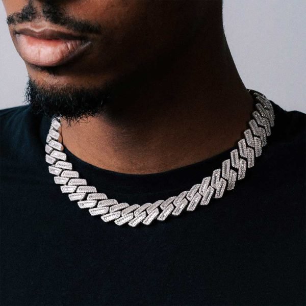 18MM Baguette Moissanite Cuban Link Chain 14K Gold - Image 3