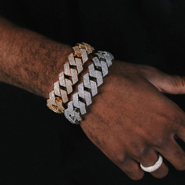 20MM 4-Row Moissanite Cuban Link Bracelet 14K Gold - Image 5