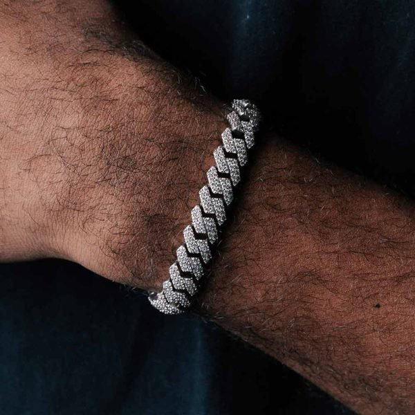 8MM Moissanite Cuban Link Bracelet 14K Gold - Image 3
