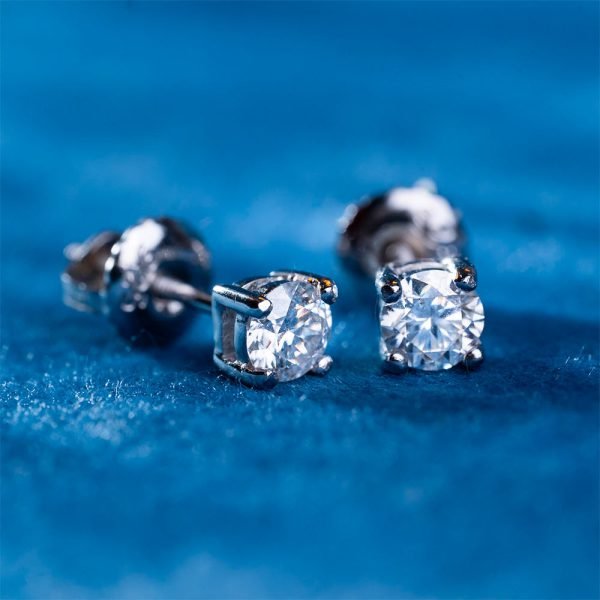 3MM Round Moissanite Stud Earrings - Image 2